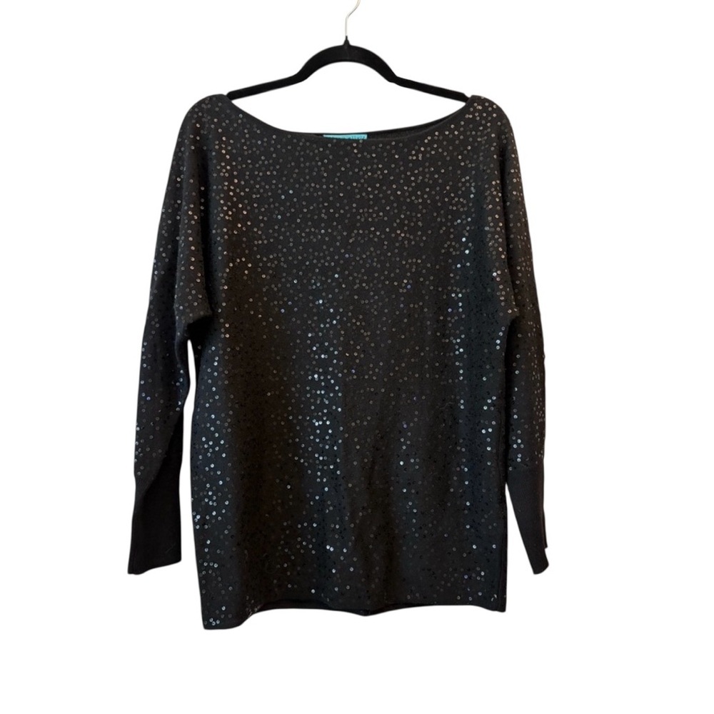 Alice + Olivia Black Sequin Wool Sweater Holidays Christmas New Years Dressy